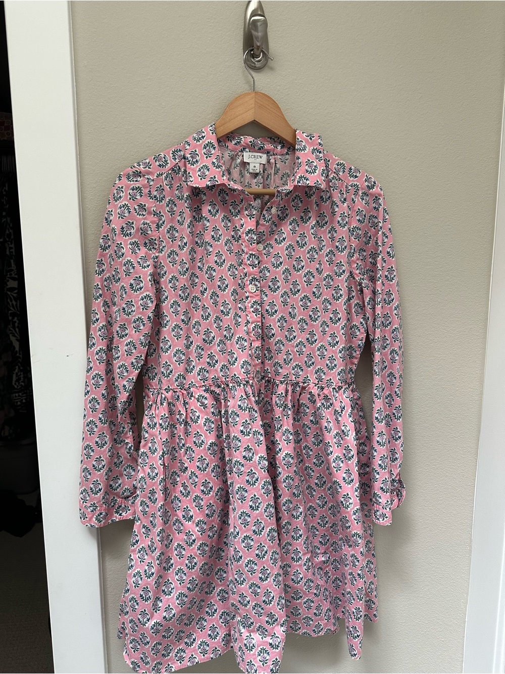 J. Crew Pink Floral Button-Front Dress